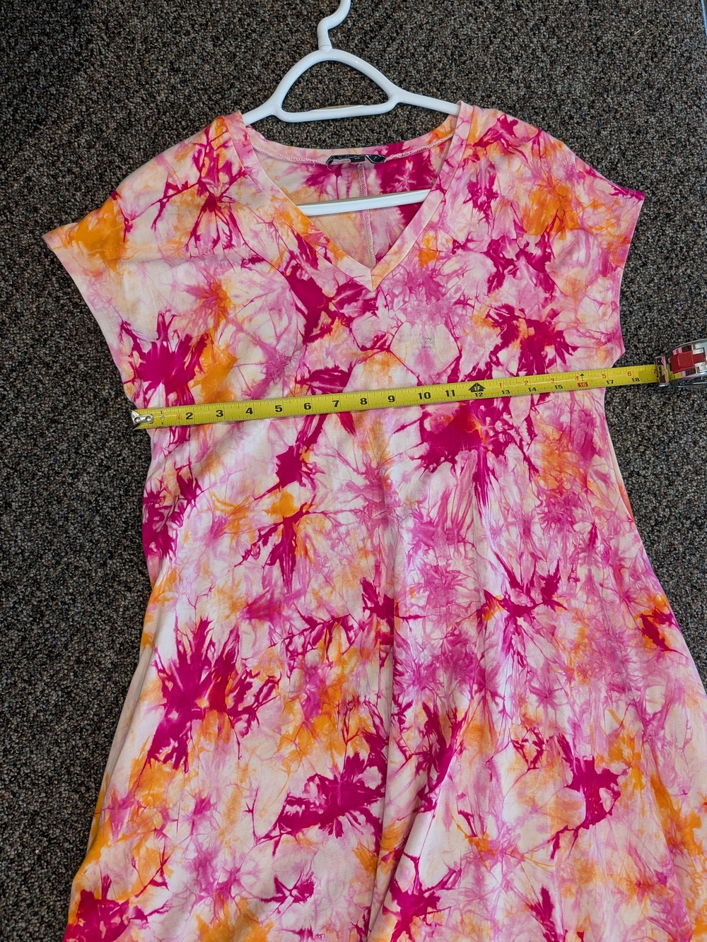 Funsport Pink & Orange Tie-Dye V-Neck Dress - Picture 4 of 6